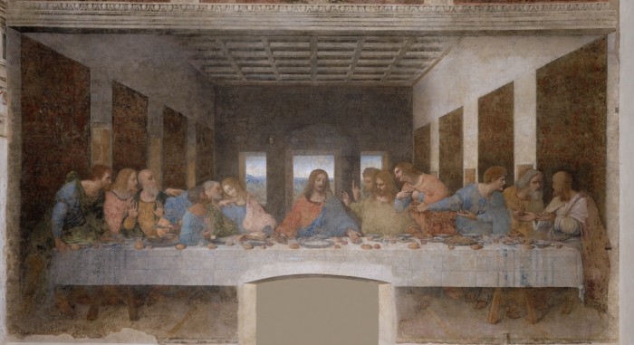 最後の晩餐(修復後) 「Il cenacolo」1495-1498 Leonardo da Vinci (Milano, Chiesa di Santa Maria delle Grazie) 出典 : Wikimedia Commons 