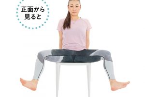 正面から見たときに、両ひざの高さを揃えること。上半身の軸は、左右に傾かず、まっすぐに。