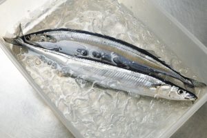 秋刀魚1匹が丸ごと入る容器に塩を加えた（海水程度が目安）氷水を作り、焼く30分前まで入れておくと鮮度が長時間保たれる。