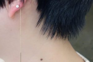 上の穴だけにピアスを引っ掛けてみたり。