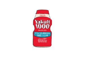 「Yakult（ヤクルト）1000」1本（100mL）に「乳酸菌 シロタ株」を1,000億個含んだ乳製品乳酸菌飲料。機能性表示食品で、一時的な精神的ストレスがかかる状況での「ストレス緩和」、「睡眠の質向上」の機能がある。