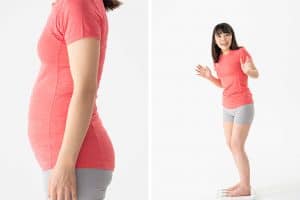 ぽっこり出たお腹が、２週間後には引き締まり、体重計の針は3.3kg減の45.2kgに！