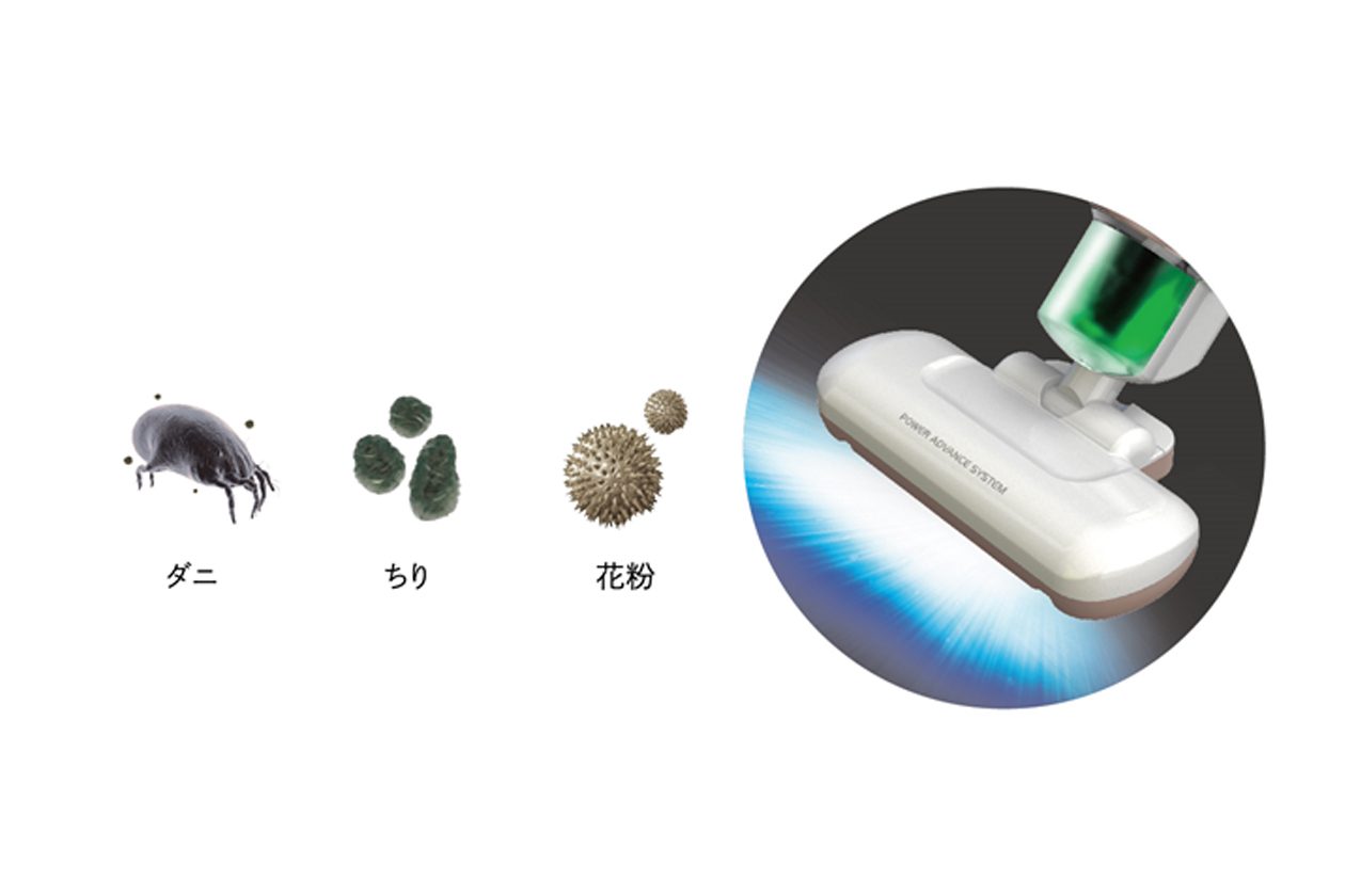 ふとんのダニやゴミをパワフルに吸引する8000回/分布団クリーナー 高速たたきでゴミ・ダニ・花粉を強力に吸引、「ふとんクリーナーハイ
