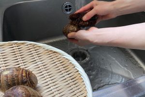 1.里芋はたわしでこすり洗いをして泥汚れを落とす。オーブンを200度に予熱しておく。