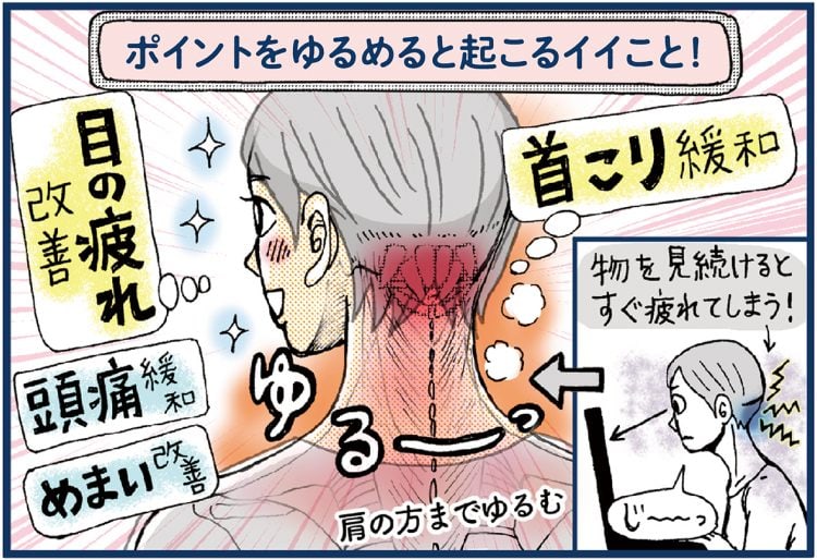 眼精疲労による肩こり、頭痛・めまいの緩和に。首こり&目の疲れのトリガーポイントって何?【崎田ミナのつかれにピンポイント!】 | くらし ...