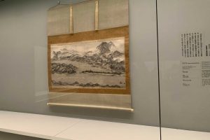 国宝　天橋立図　雪舟筆（室町時代、京都国立博物館）名所・天橋立を克明に描いた大作。