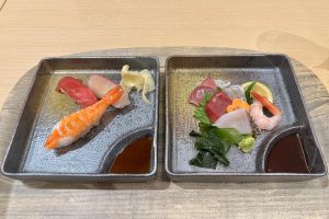 寿司だけでなく刺身も提供。地酒と相性抜群。