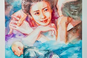 『べらぼう〜蔦重栄華乃夢噺〜』14話イメージイラスト／検校に離縁された瀬川は、蔦重と初恋を実らせる。しかしその幸せはつかのまで……／南天