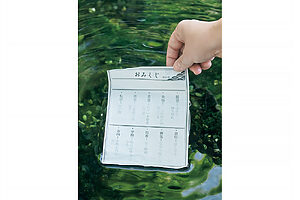 武甲山の伏流水を引いた〈柞の禊川〉に浸す〈水占い〉