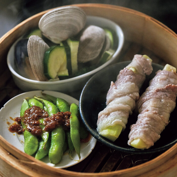 “せいろ”ひとつで複数同時調理！ 火を使う時間をなるべく短く