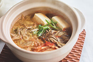 きのこと卵の豆腐キムチ鍋