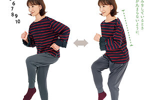 できるだけ素早く、その場で足踏みをするように走りながら、声を出してカウントする