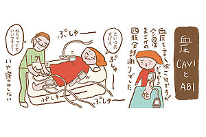 血管の硬さを評価する「CAVI」、 下肢の血管の詰まり具合を評価する「ABI」での血圧脈波検査、超音波検査などで血管の状態をくまなくチェック！