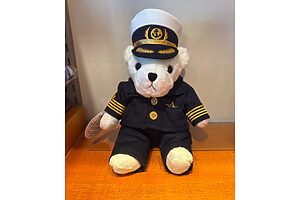 お土産いちばん人気は飛鳥オリジナルのぬいぐるみ、キャプテンベア。「フラップフラップ」で