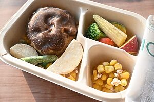 冷凍状態のお弁当の様子（実際は蓋は剥がさないで調理します）