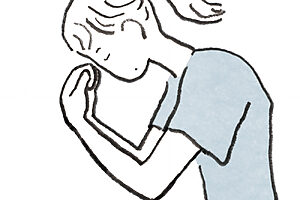 4. 3の状態のまま体を前に倒す。3秒間この姿勢をキープしたのち、息を一気に吐く