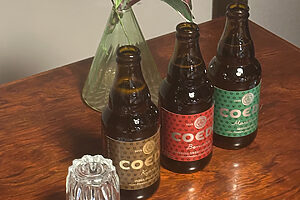 「コエド ブリュワリー」のビール。左から毬花275円、紅赤396円、伽羅264円