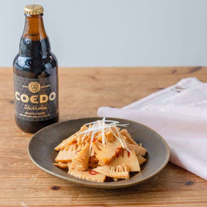 【ぐっち夫婦のお酒とおつまみ】たけのこの自家製メンマ×黒ビール