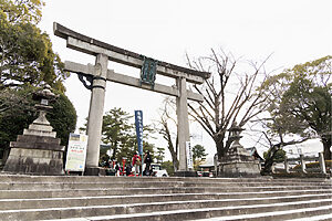 大和大路通に面して立っているのは、10mの高さのある石造りの大鳥居