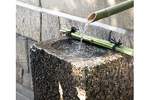 神社の名前の由来となった、清泉がこちらの御香水。病気平癒の効能が伝わる