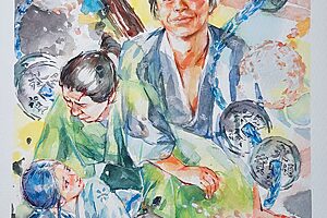 『豊臣兄弟！』8話イメージイラスト／穏やかな幸福に満ちる小一郎（仲野太賀）の表情。里帰りをした直（白石聖）はしかし…／南天