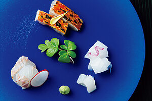 『LAT.34°N by 蒼』は熱海の緯度が店名の由来。ディナーコースから、ノドグロ、イシダイ、アオリイカのお造り三種盛り