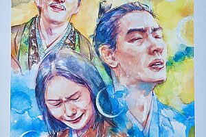 『豊臣兄弟！』17話イメージイラスト／織田信長（小栗旬）に敗れ去る、足利義昭（尾上右近）と浅井長政（中島歩）。お市（宮﨑あおい）が修羅場で語ることとは／南天