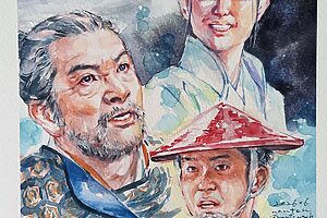 『豊臣兄弟！』21話イメージイラスト／「血を一滴も流さずに」と意気込む小一郎（仲野太賀）が相対するのは山名家家臣、太田垣輝延（中野英雄）。一方、竹中半兵衛（菅田将暉）の言動の意図は…／南天