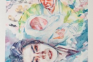 『豊臣兄弟！』23話イメージイラスト／役者とキャラクターの覚悟が入り混じる、竹中半兵衛（菅田将暉）最期の時／南天
