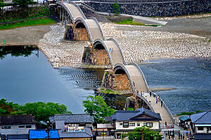 独自の「木組み」の技法で川の激しい水流に耐える構造。江戸時代に造られたと聞き、びっくり