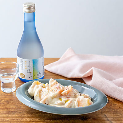 【ぐっち夫婦のお酒とおつまみ】桃の豆腐クリーム白和え×日本酒