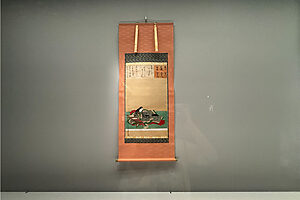 紫式部像（江戸時代・17世紀。土佐光起筆。滋賀・石山寺蔵。前期展示）もっとも有名な紫式部の肖像画