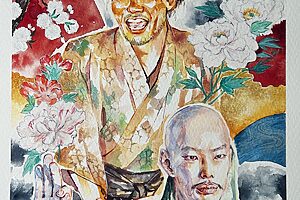 『豊臣兄弟！』37話イメージイラスト／坂口涼太郎が怪演を見せた盤覚、豊臣兄弟へ万感の思いを伝え世をさった蜂須賀正勝（高橋努）／南天