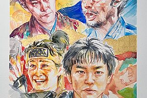 『豊臣兄弟！』1話イメージイラスト／帰郷した兄・藤吉郎が弟・小一郎を織田家家臣に誘った第1話。柴田勝家に迫られ、藤吉郎が啖呵をきる／南天