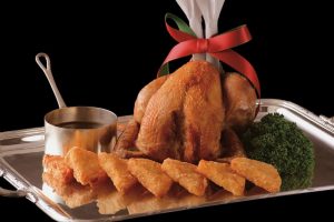 「ローストチキン」 8,640円（税込、4名用、約1.0kg） ホテルオークラ東京の特製フォン・ド・ヴォーソースつき。