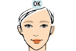 目と平行になるように描くと優しく、若々しい印象になる。